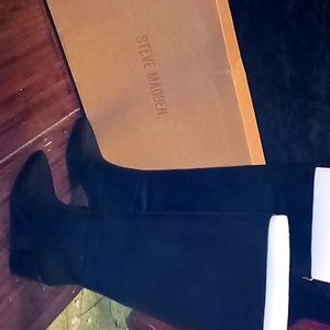 Steve Madden knee high black leather boots